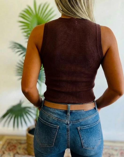 Tank Top Ribbed - 2025 İlkbahar Yaz Yeni Düz Renk